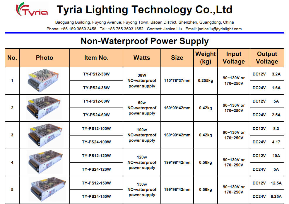 Non-Waterproof Power Supply_Tyria lighting